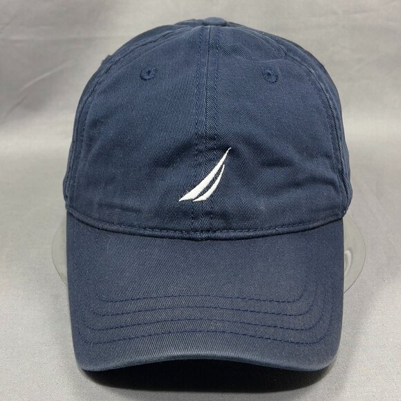 Nautica Strapback Hat Cap Navy Blue Baseball Outdoor Sailboat Logo Dad Mens - Picture 1 of 13